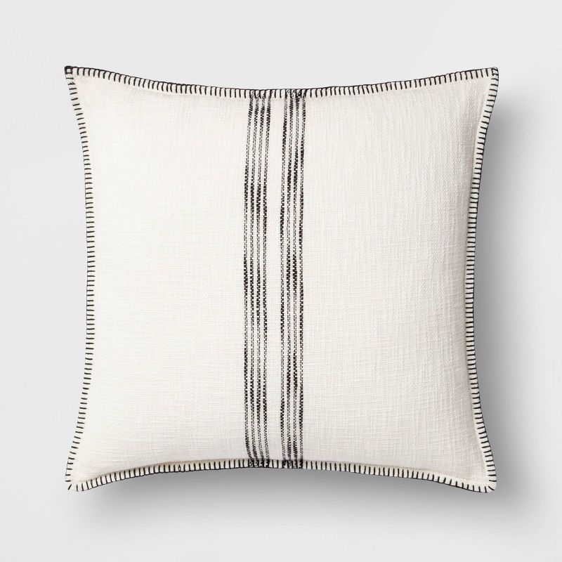 Oversize Woven Striped Square Throw Pillow Cream/Black - Threshold&#8482;, 1 of 5