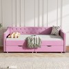 Kumasinova Twin/Full Size Daybed with 2 Storage Drawers,Fabric Upholstered Sofa Bed with Button Tufted Back & Piped Arms for Living Room,Bedroom - 3 of 4