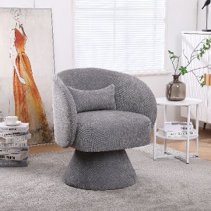 CAVINAS Fabric Swivel Chair, Accent Chair with Hidden 360° Swivel Base, Round Barrel Chair, Armchair for Living Room Bedroom - 1 of 4