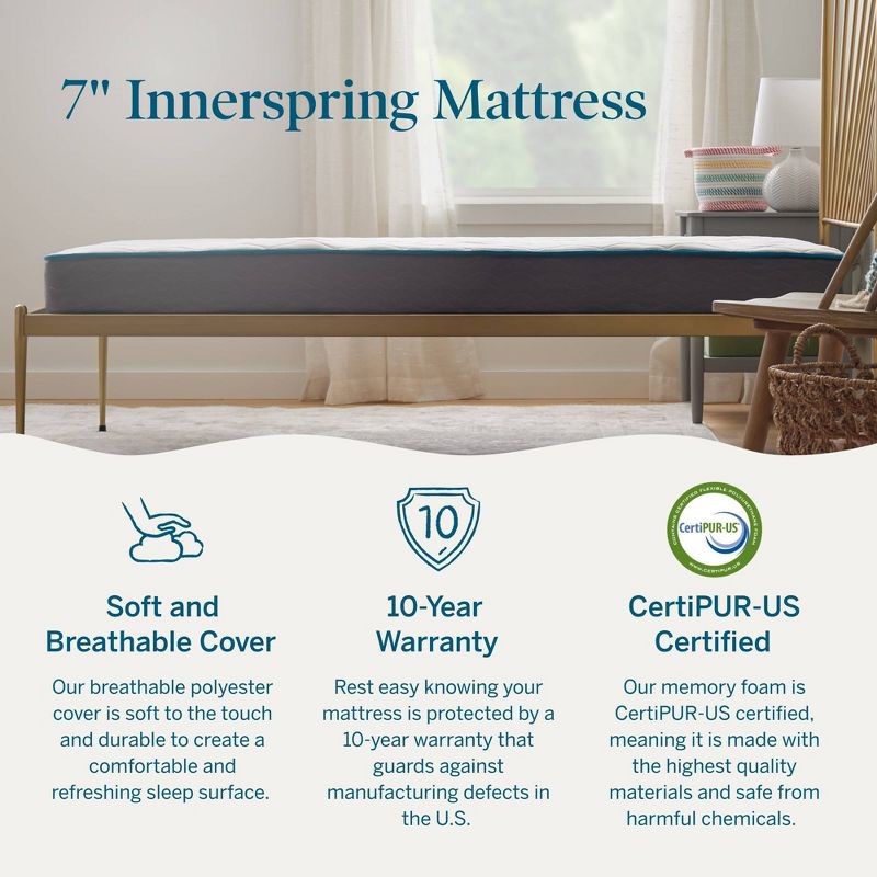Lucid Comfort Collection 7" Innerspring Mattress, 4 of 15