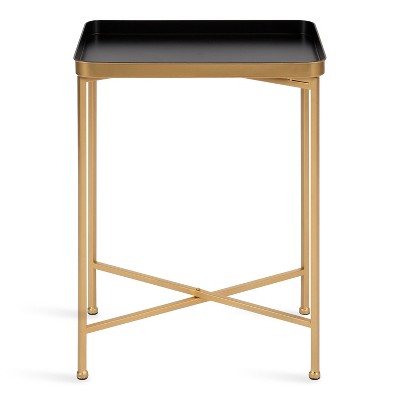 Celia Magnetic-Top Black Metal Foldable Accent Table
