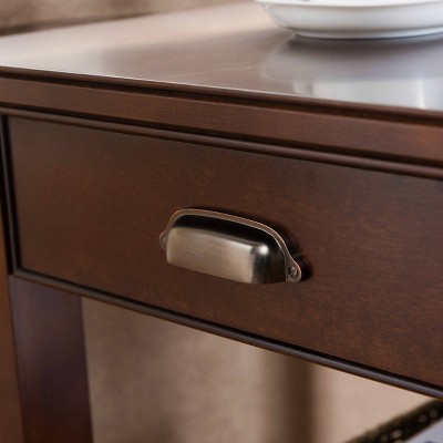 Laurent Chocolate Cherry Solid Wood End Table with Drawer and Shelf