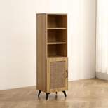 Freya 55.12" High Mesh Accent/Side Cabinet with 1 Rattan Cabinet Door And 3 Open Shelves-Maison Boucle