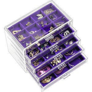 5 Layers Earring Holder Organizer Jewelry Box with 5 Drawers, Acrylic Clear Earring Case with - 1 of 4