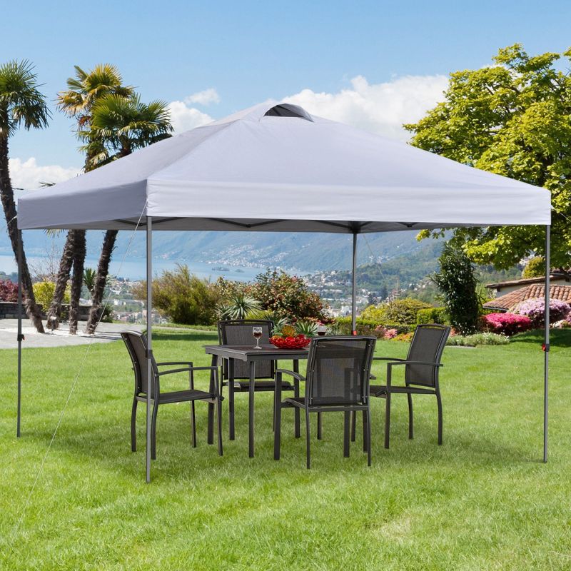 Outsunny 10' x 10' Pop Up Canopy Event Tent with Center Lift Hook Design, 3-Level Adjustable Height, Top Vent Window Design and Easy Move Roller Bag, 3 of 9