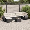 vidaXL 8 Piece Patio Sofa Set with Cushions Black Poly Rattan - Black and Cream with Storage - 2 of 4
