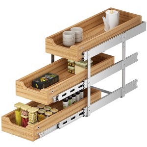 3 Tier Pull Out Cabinet Organizer, Heavy-Duty Pull Out Drawer, Slide Out Wood Shelf for Cabinets - 1 of 4