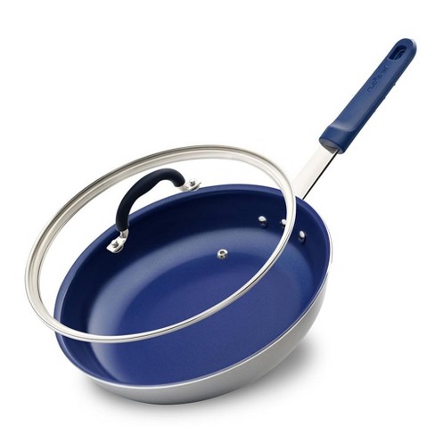 Nutrichef 12 Fry Pan With Lid - Large Skillet Nonstick Frying Pan With  Silicone Handle, Ceramic Coating, Blue Silicone Handle : Target