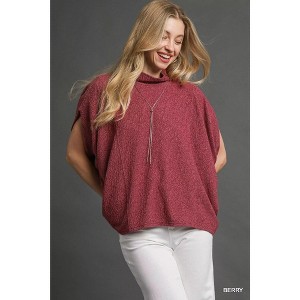 I am a Fashion junky Umgee Textured Mock Neck Relaxed Top - 1 of 4