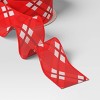 30' Christmas Fabric Ribbon Red White Plaid Grosgrain - Wondershop™ - 3 of 3