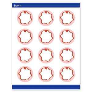Avery Round Cards, 2" Diameter, Gold-Pink Bow, Matte, 120ct - 1 of 4