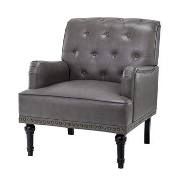 Santuzza Tufted Wooden Upholstered Armchair with Nailhead Trim and Turned Legs | ARTFUL LIVING DESIGN