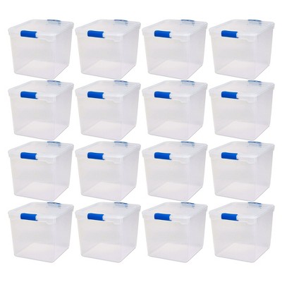 Homz Heavy Duty Modular Clear Plastic Stackable Storage Tote Containers with Latching and Locking Lids, 31 Quart Capacity