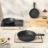 VEVOR Cast Iron Skillet, 3-Piece Frying Pan Set (6, 8, 10 in), Heavy-Duty Skillets with Heat-Resistant Handle, Pre-Seasoned Chef's Pan, Black - 2 of 4
