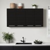 HomeRoots 47" Black Wood Wall Mounted Accent Cabinet With Four Doors - 2 of 4