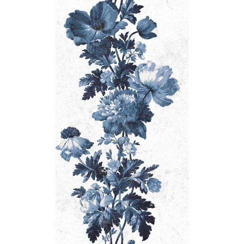Roommates Vintage Floral Stripe Peel And Stick Wallpaper Blue Target