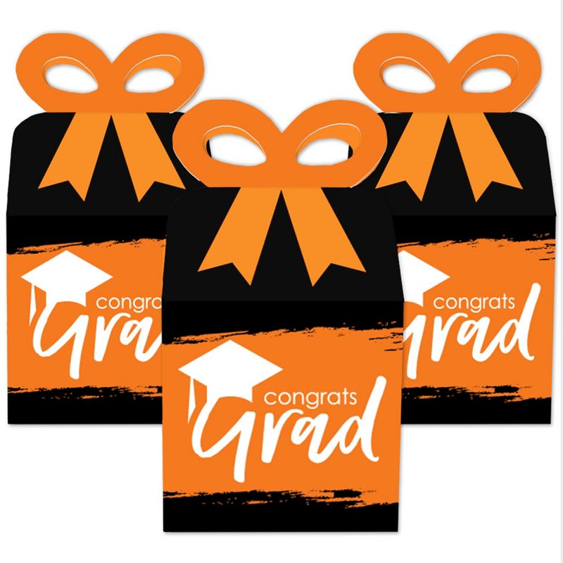 Big Dot of Happiness Orange Grad - Best is Yet to Come - Square Favor Gift Boxes -  Orange Graduation Party Bow Boxes - Set of 12, 2 of 8