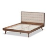 Soloman Mid - Century Modern Fabric and Walnut Finished Wood Platform Bed - Baxton Studio - image 3 of 4