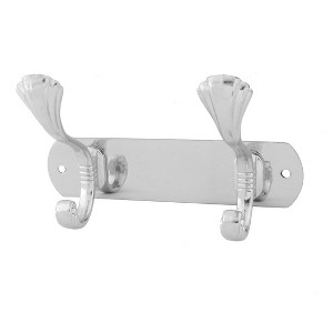 Unique Bargains Family 2 Hooks Wall Mounted Towel Clothes Rack Hooks and Hangers Silver Tone 1 Pc - 1 of 4
