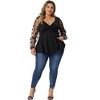Agnes Orinda Women's Plus Size Heart Sheer Long Sleeve Mesh V Neck Peplum Blouse - 3 of 4