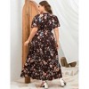 BLUEMING Summer Maxi Dress for Plus Size Women Tie Wasit Surplice Dress Flutter Sleeve A-Line Dress - 2 of 4