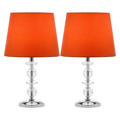 Derry Stacked Crystal Orb Lamp Orange (Set of 2) - Safavieh , Clear/Orange