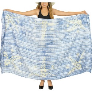 LA LEELA Women's Bikini Beach Swimwear Cover up Wrap Skirt Bathing suit Summer Wraps Sarong Swimsuits for Women One Size Blue, Tie Dye Design - 1 of 4