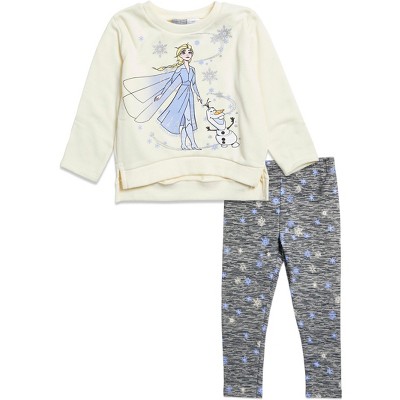 Disney Frozen Princess Anna Elsa Girls Sweatshirt and Leggings Outfit Set Toddler