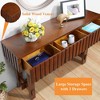Gulches 52 inch Sofa Table with Storage Drawers Mid Century Farmhouse Fluted Console Table with Solid Wood Legs Entryway Table Cherry - 3 of 4