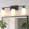 DORESshop Vintage Industrial 3-Light Vanity Light, Matte Black Finish, E26 Base, Non-Integrated, Milky White Cylinder Glass Shades, Bulbs Not Included - 2 of 4