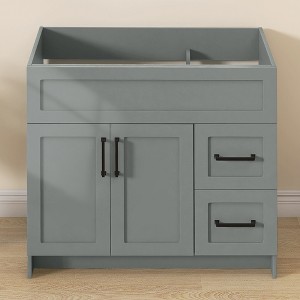 Bath Vanity Cabinet without Top 36 in. W x 21.5 in. D x 33.5 in. H Sky Gray Bathroom Vanity with Black Handle - 1 of 4