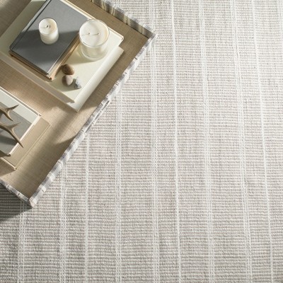 Gray and Ivory Stripe 6' x 9' Synthetic Flat Woven Rug