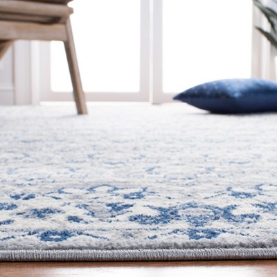 Navy and Light Grey Synthetic 4' x 6' Hand-Knotted Area Rug