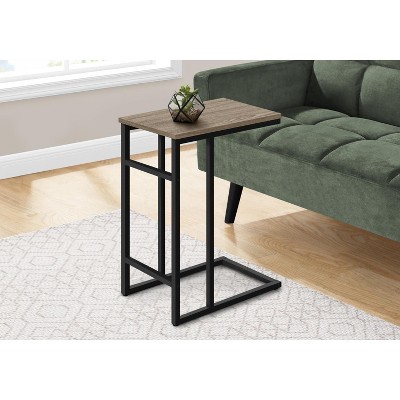 Transitional Dark Taupe and Black C-Shape Metal Accent Table