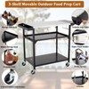 Outdoor Grill Table Cart with 4 Wheels, Stainless Steel Pizza Oven Tables for Outside, Movable Prep Table Cooking Station - 3 of 4