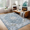 Washable Distressed Floral Print Area Rugs for Bedroom Living Room, Vintage Soft Non Slip Dining Room Carpet - 3 of 4