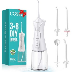 COSLUS Water Dental Flosser Pick for Teeth: 4 Modes Cordless Portable 300ML Larger Tank Water Teeth Cleaner IPX7 Waterproof Flossing Cleaning - 1 of 4