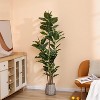 Wikineon Artificial Rubber Tree Plant 6ft Tall Faux Ficus Tree Potted Fake Tropical Plants Decorative House Plants Large Floor Artificial Trees. - 3 of 4