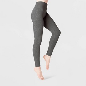Women's High Waist Cotton Seamless Fleece Lined Leggings - A New Day™ - 1 of 2