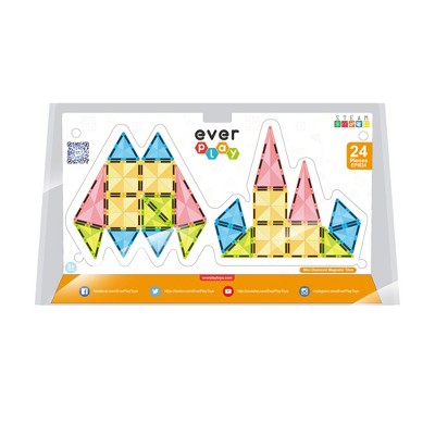 EverPlay 24 PC Travel Size Magnetic Tiles, Building Blocks, STEM Toys for Kids 3+