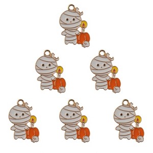 John Bead Sweet & Petite Halloween Small Simple Cute Charms 25x18mm Mummy with Pumpkin 6 Pieces - 1 of 4