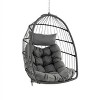 SUGIFT Egg Chair, Hanging Swing Chair, Outdoor Patio Wicker Egg Chair with Cushion, Gray - 3 of 4