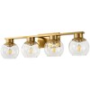 POWLIG 29.53-in 4-Light Gold Bathroom Vanity Light with Clear Glass Shades, Bulbs not Included - 2 of 4