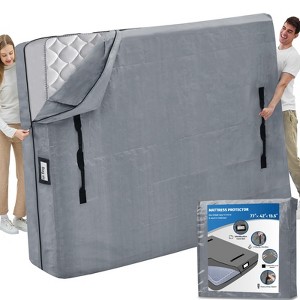 Aoibox Twin Mattress Moving Storage Bag Waterproof Cover with 8 Handles Zipper Extra Thick Reusable Grey 77x42x13.5 - 1 of 4