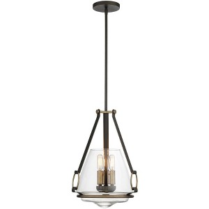 Minka Lavery Smoked Iron Gold Pendant Chandelier 12 1/4" Wide Industrial Clear Glass Shade 3-Light Fixture for Dining Room House - 1 of 4