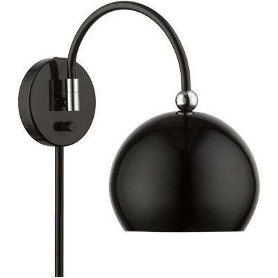 Shiny Black and Chrome Swing Arm Wall Lamp