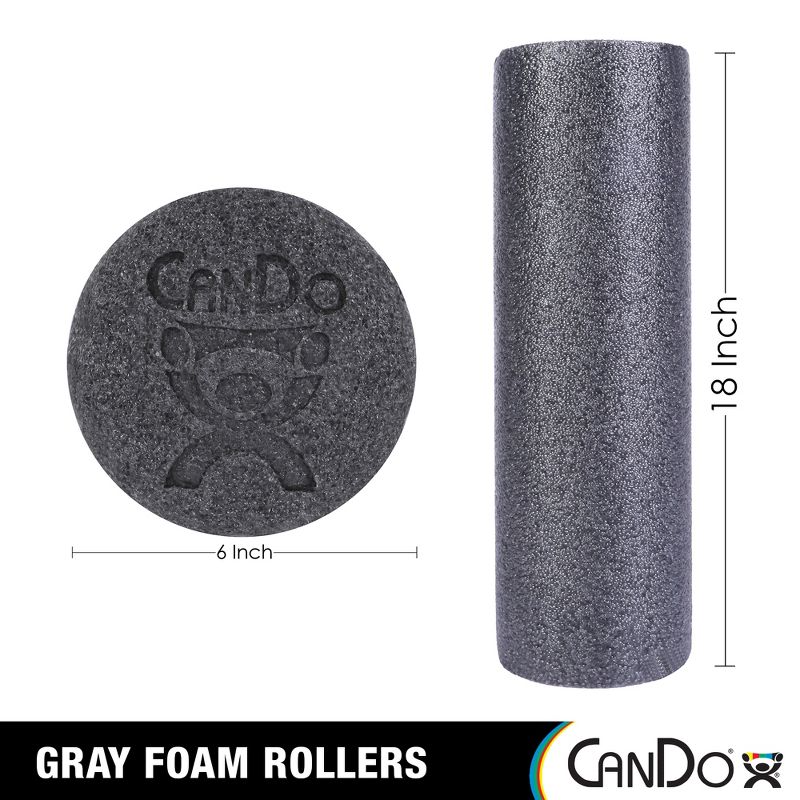 CanDo Plus Round Gray Exercise Fitness Foam Rollers for Muscle Restoration, Massage Therapy, Sport Recovery and Physical Therapy, 2 of 7