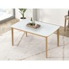 NicBex Dining Table Set for 6 Modern Kitchen Set with Stylish Table, Bench and 4 Chairs for Dining Room, High Gloss White Tabletop with Light Oak - 2 of 4