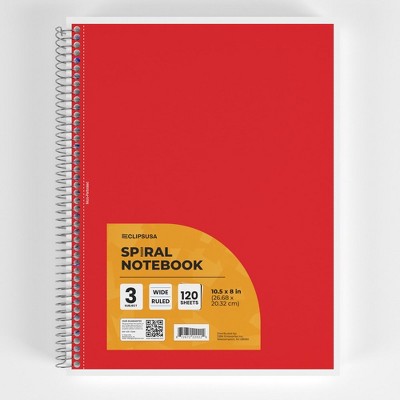 2022 3-Subject Wide-Ruled Spiral Notebook 120 Sheets (36 Packs)