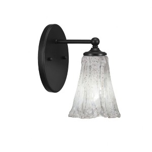 Toltec Lighting Capri 1 - Light Sconce in  Matte Black with 5.5" Fluted Italian Ice Shade - 1 of 1